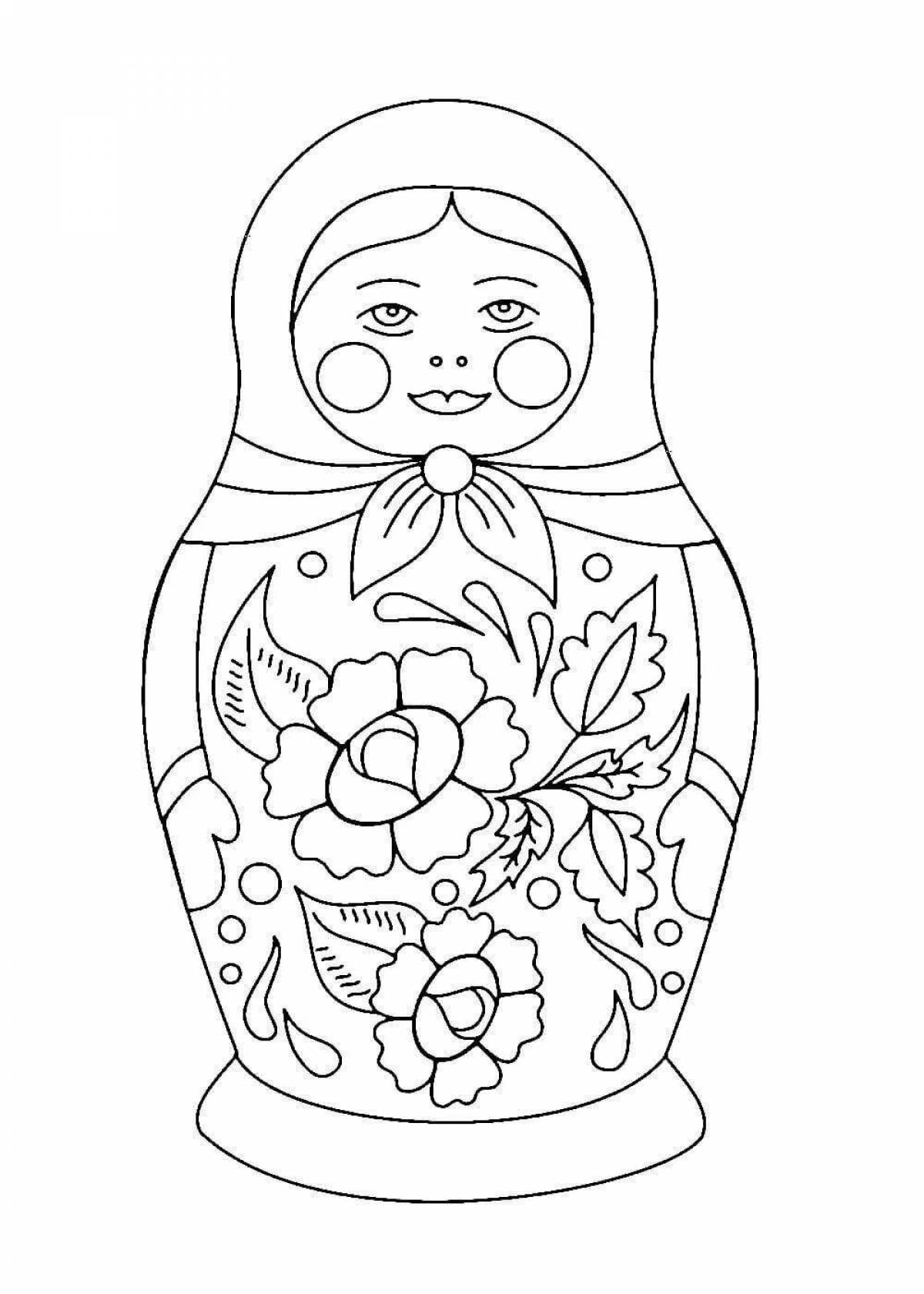 A fun coloring book with a pattern of nesting dolls for children 5-6 years old