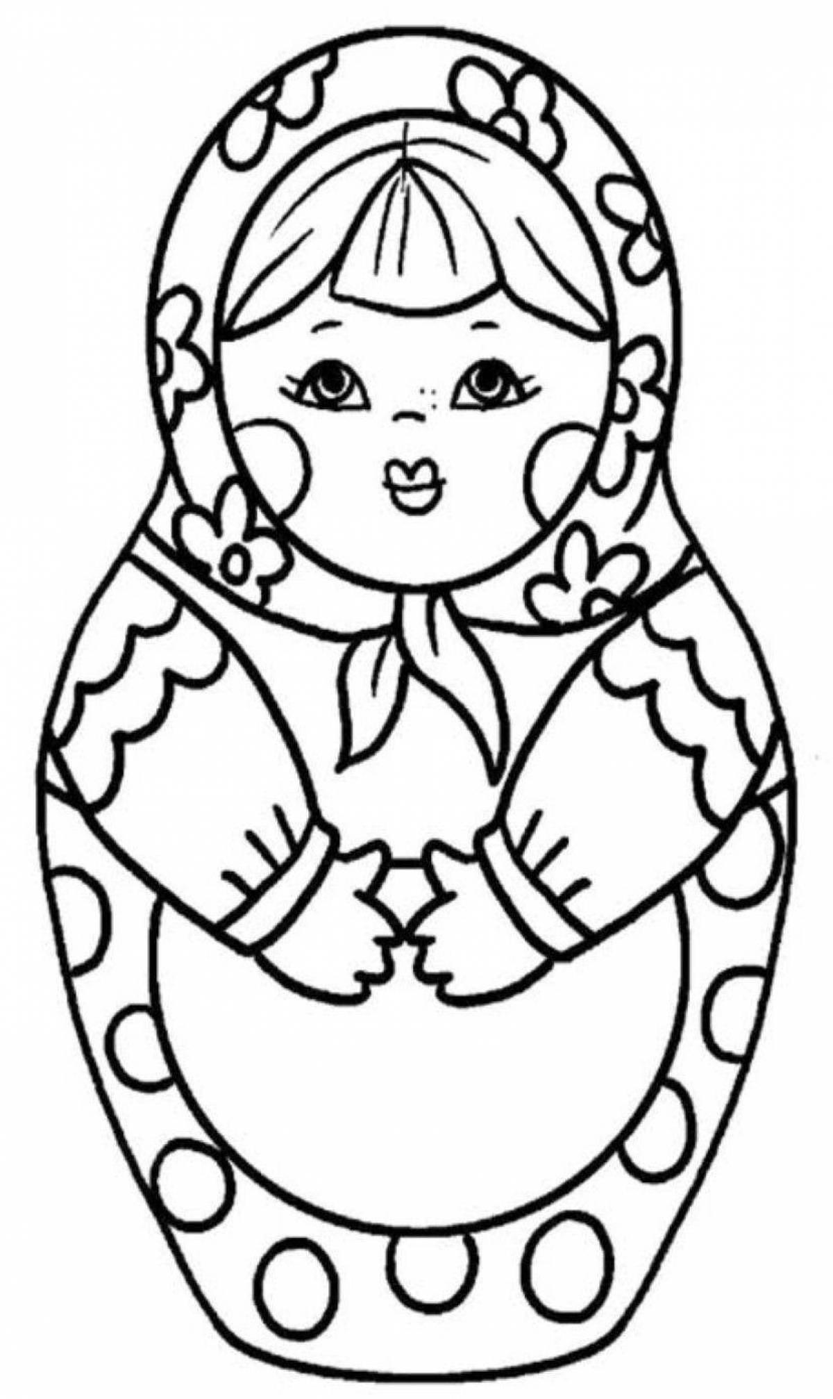 Multicolored matryoshka coloring book for children