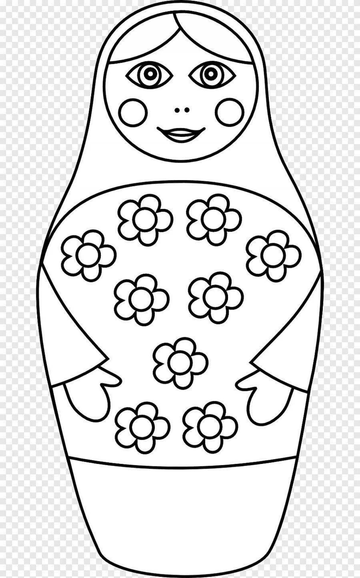 Amazing coloring book with matryoshka pattern for kids 5-6 years old