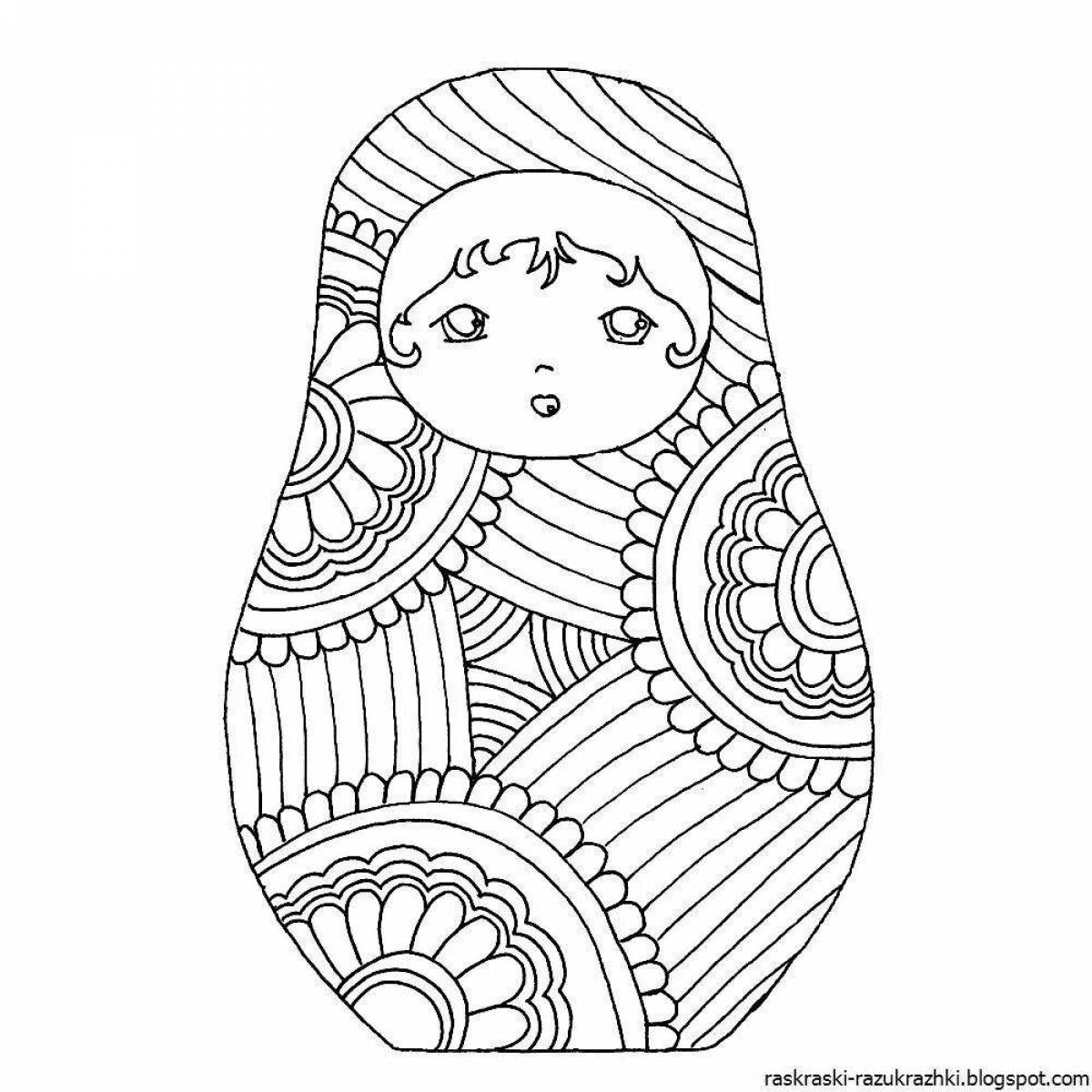 Coloring matryoshka for children 5-6 years old