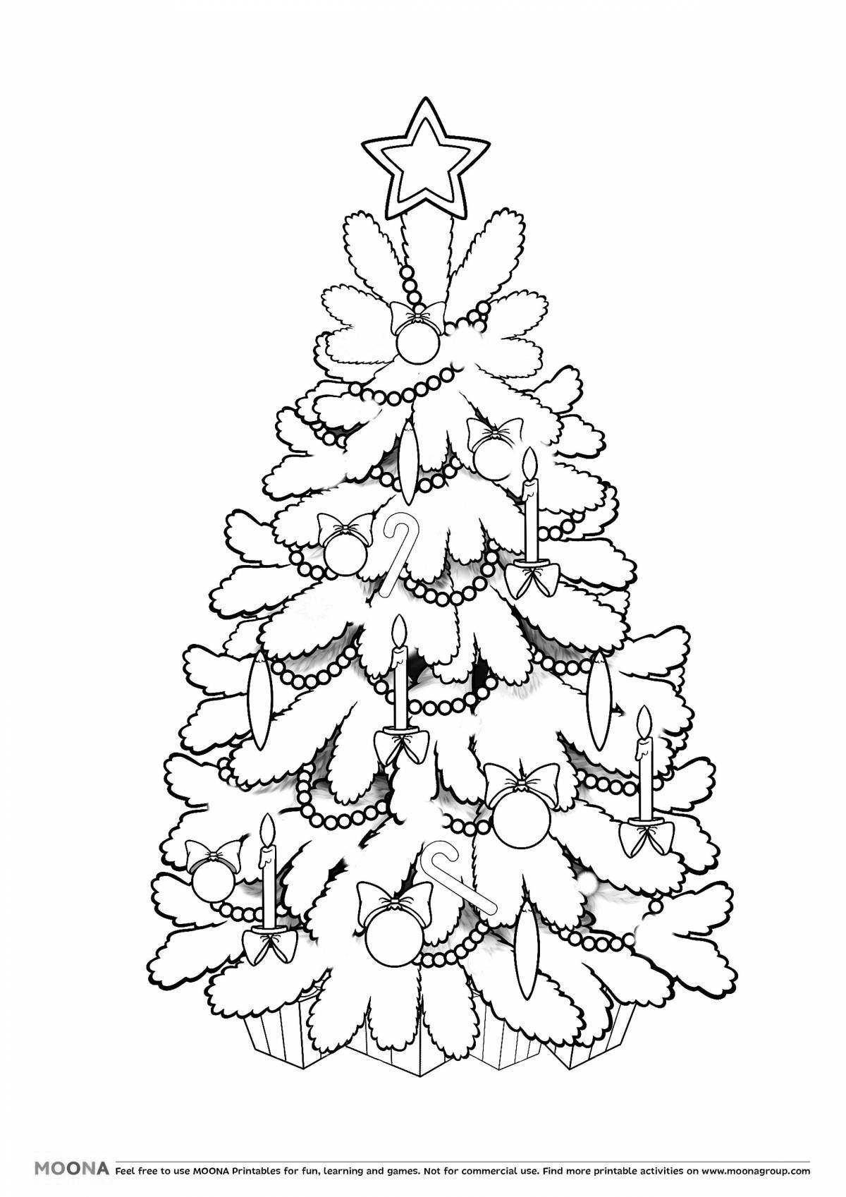 Раскраска «яркая рождественская елка» для детей 5-6 лет