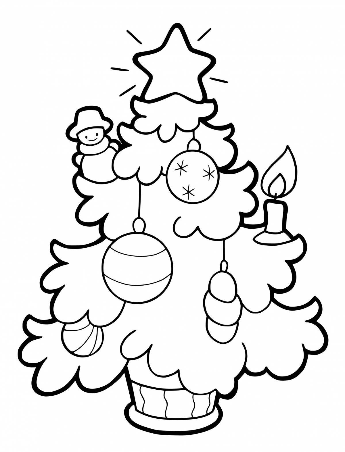 Раскраска «сверкающая новогодняя елка» для детей 5-6 лет
