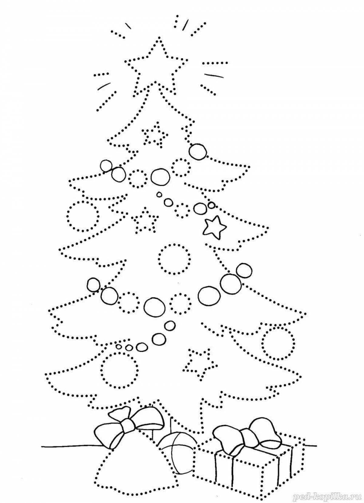 Раскраска великолепная новогодняя елка для детей 5-6 лет