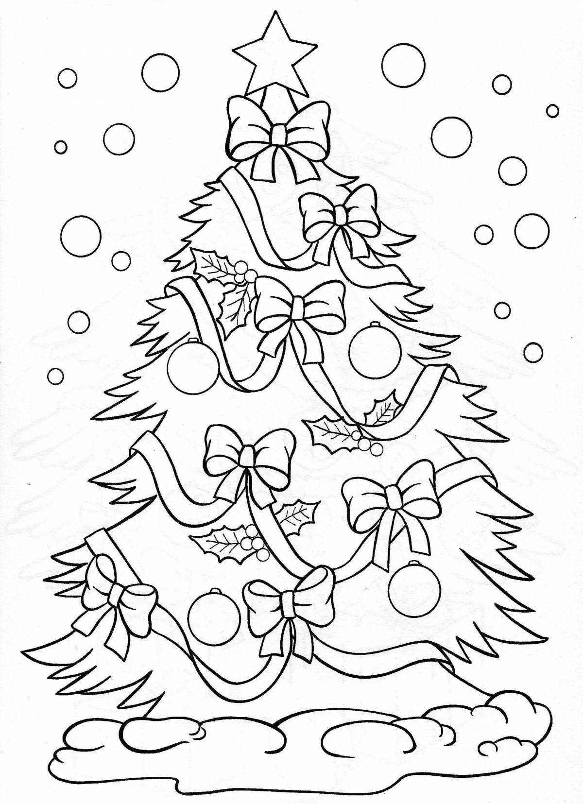 Раскраска очаровательная новогодняя елка для детей 5-6 лет
