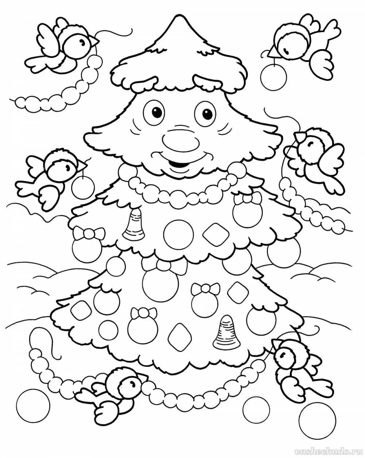 Sweet Christmas tree coloring book for children 5-6 years old