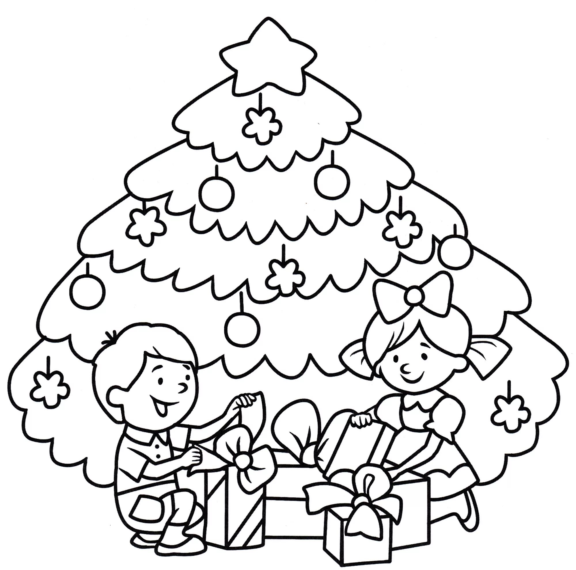Живая раскраска рождественской елки для детей 5-6 лет