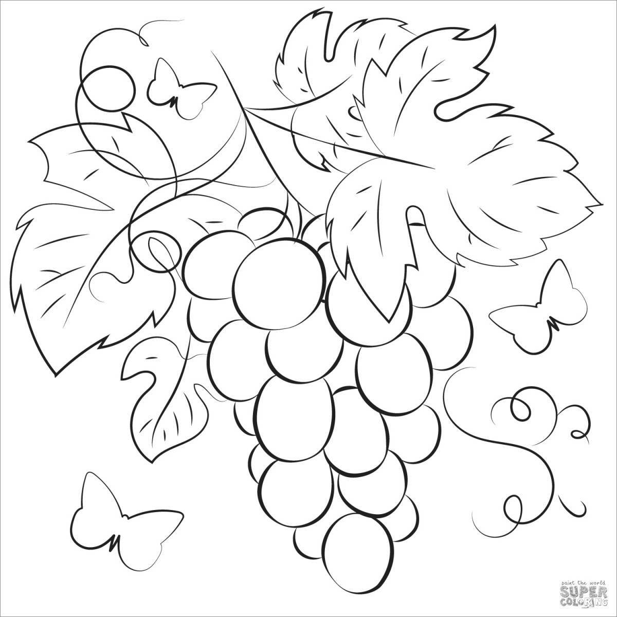 Adorable grape coloring page for 3-4 year olds