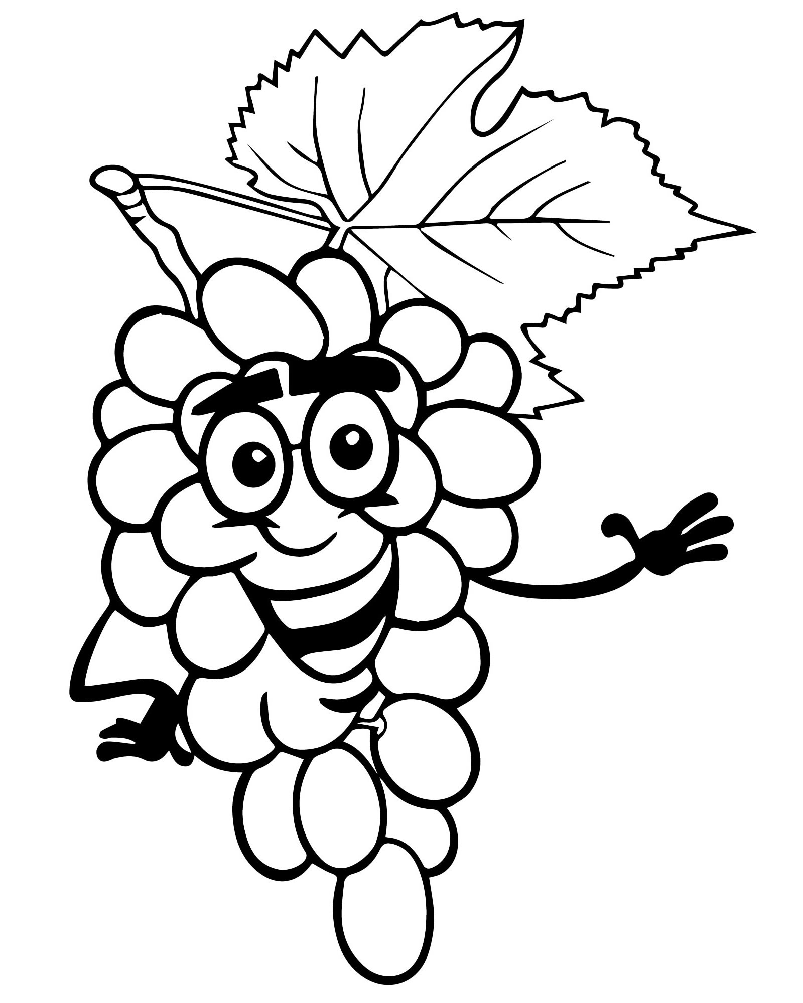 Adorable grape coloring page for kids
