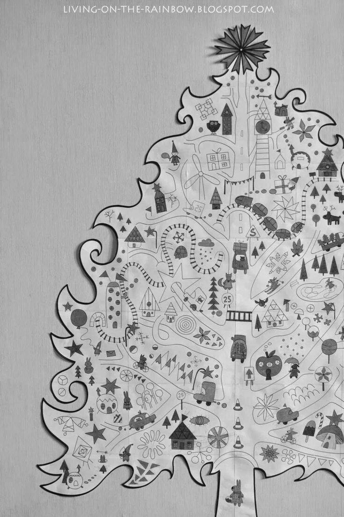 Grand coloring page big tree on the wall