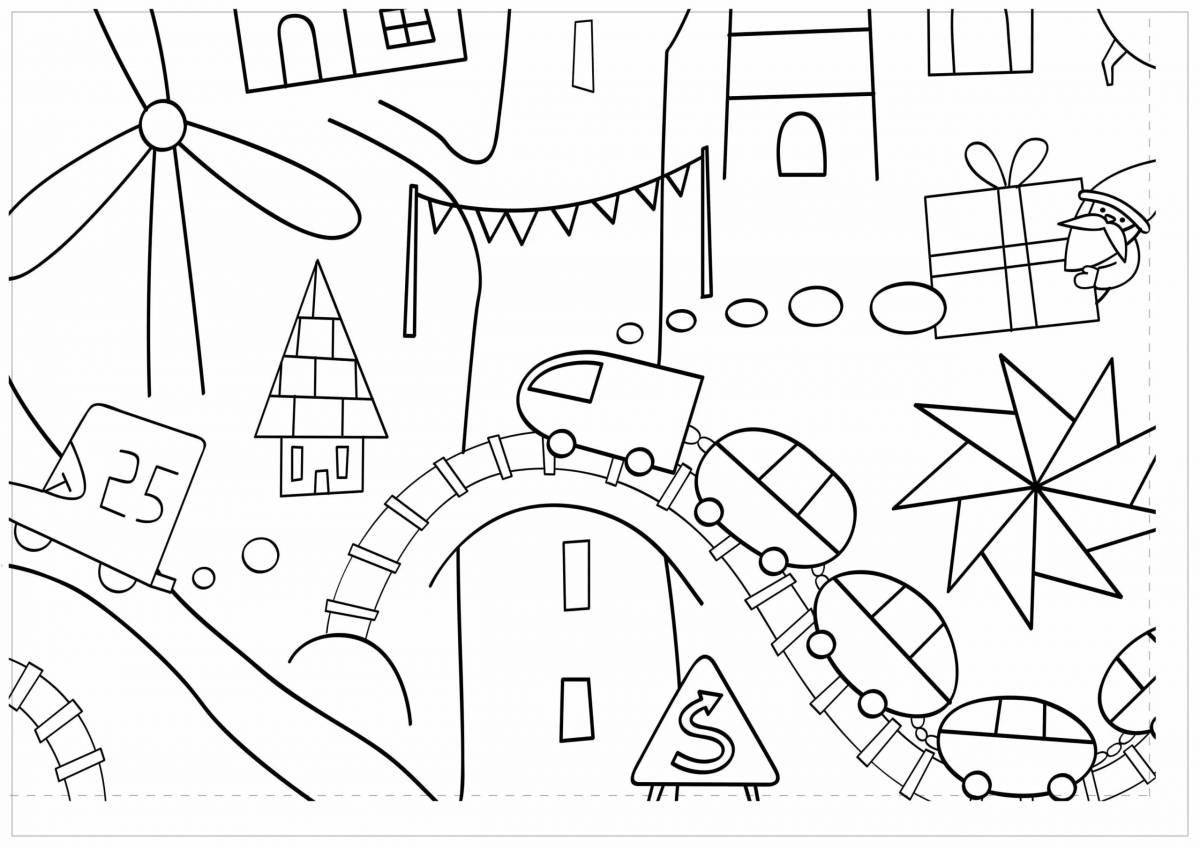 Radiant coloring page big tree on the wall