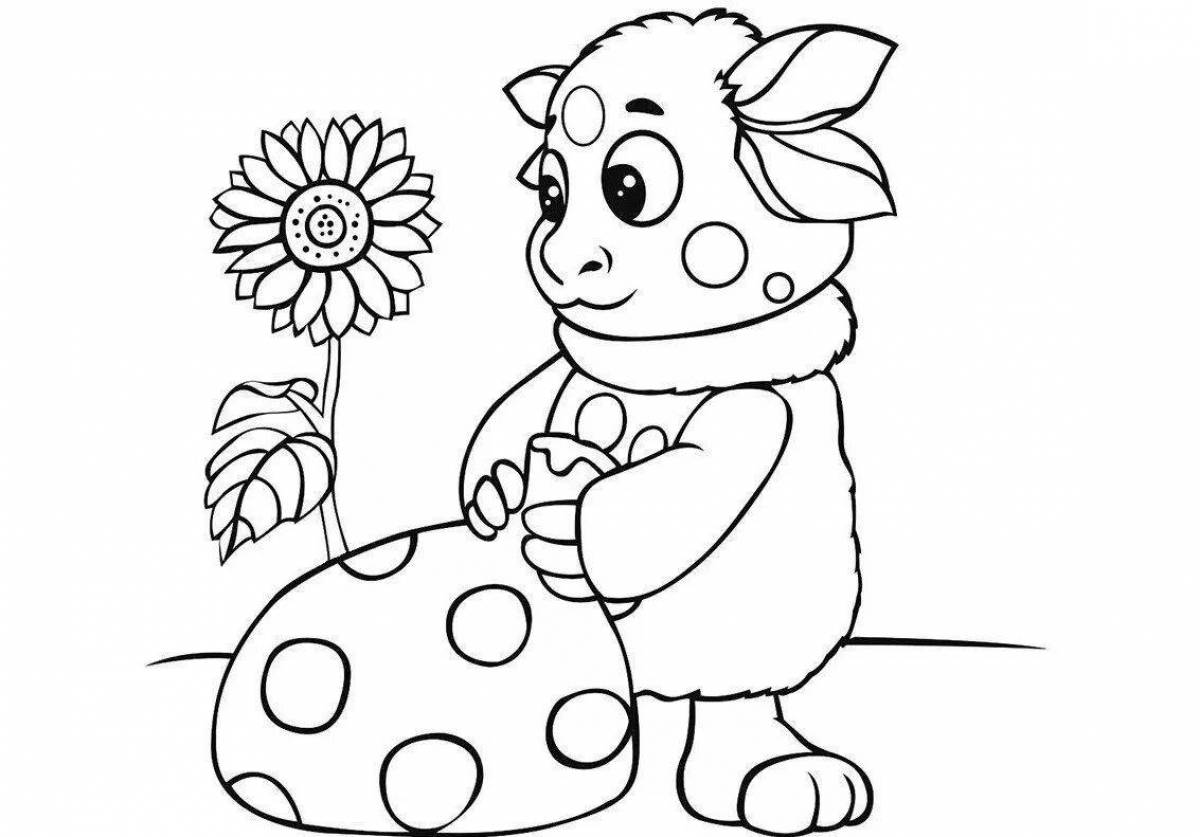 Coloring book with humorous cartoon characters for children 3-4 years old