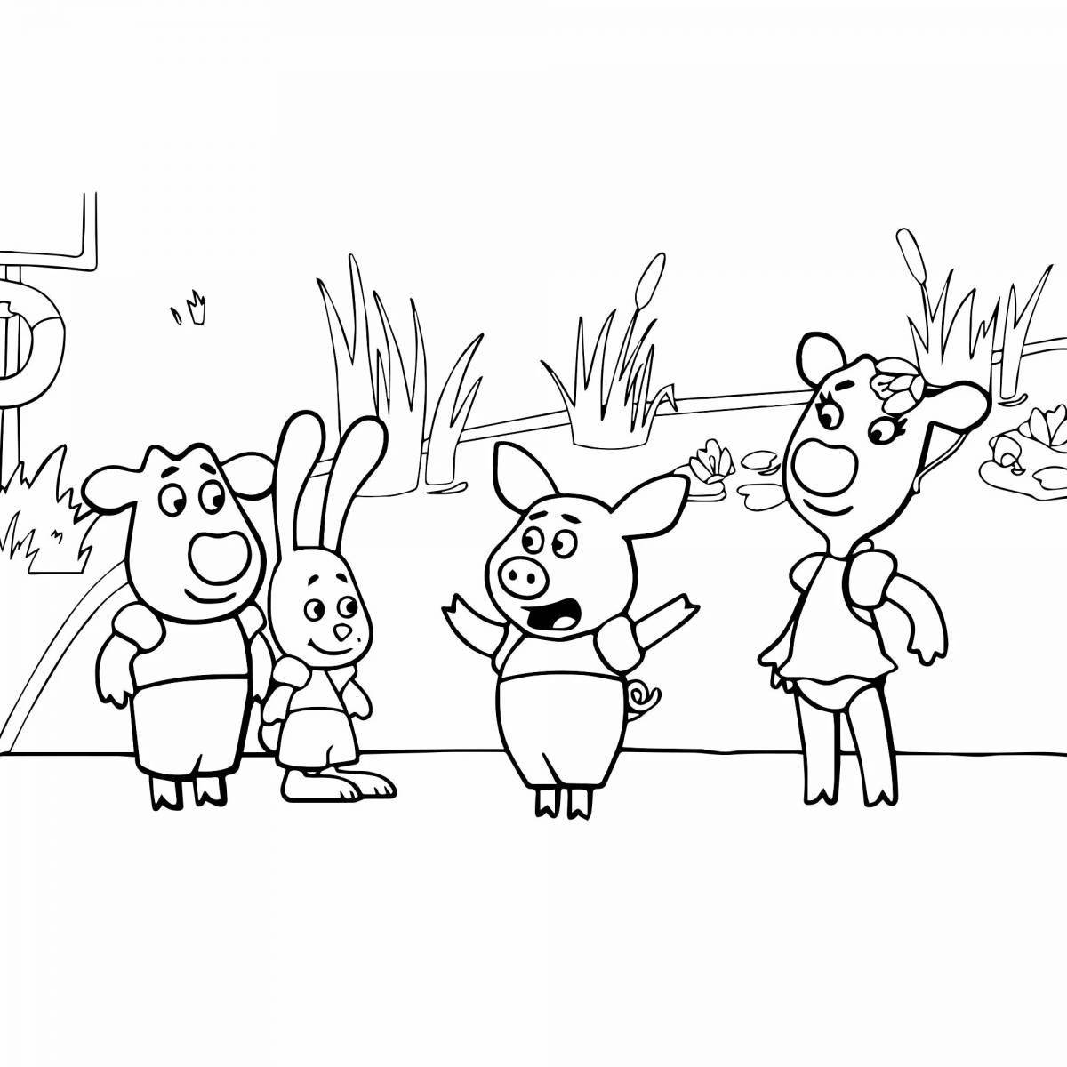 Creative cartoon characters coloring book for 3-4 year olds