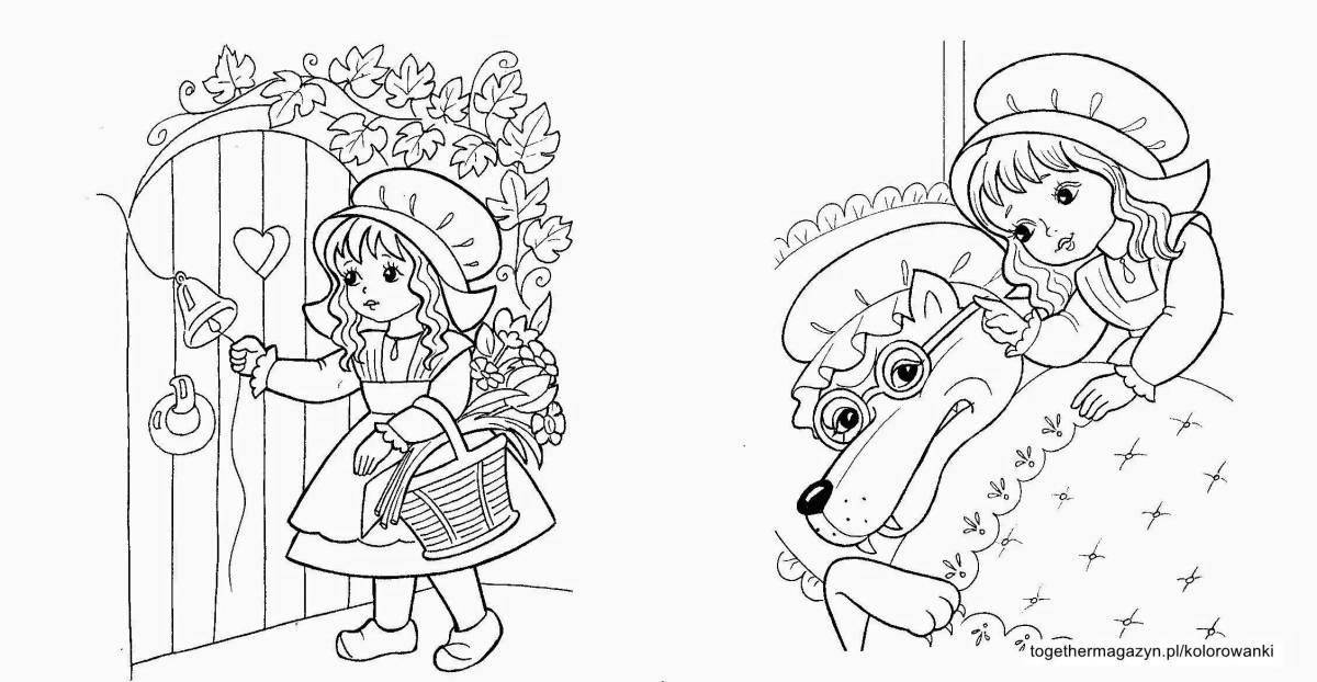 Coloring book bright little red riding hood