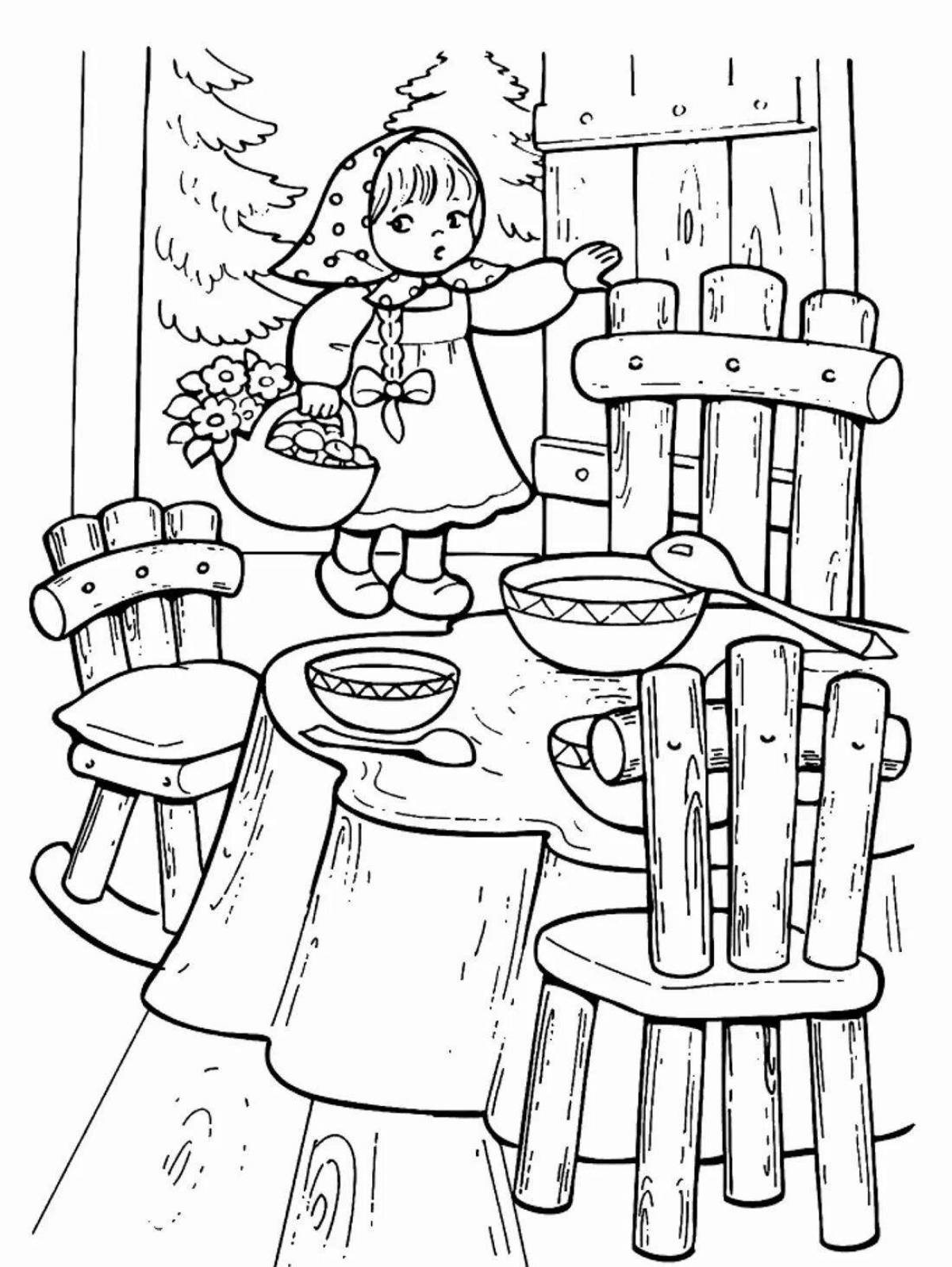 Three bears playful coloring book for babies