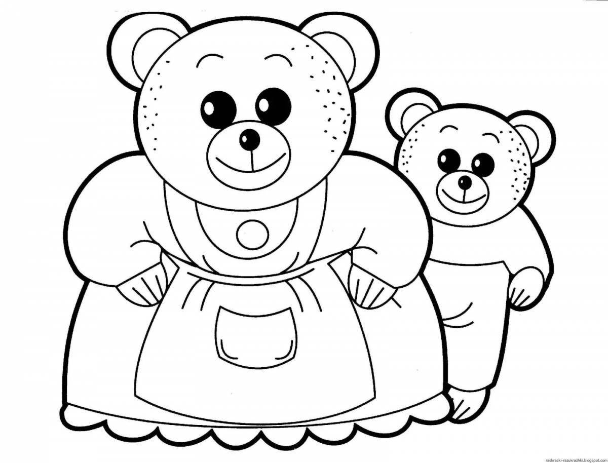 Увлекательная раскраска «три медведя» для детей