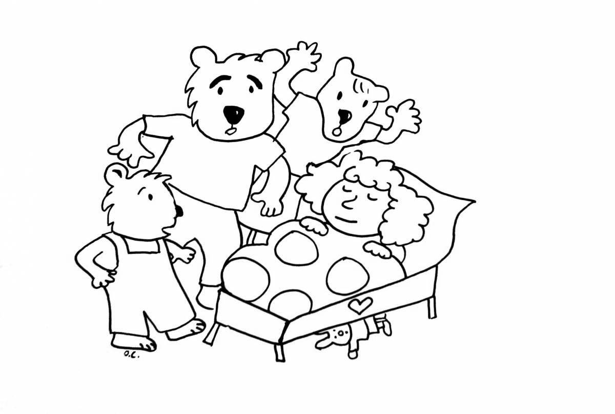 Забавная раскраска «три медведя» для детей