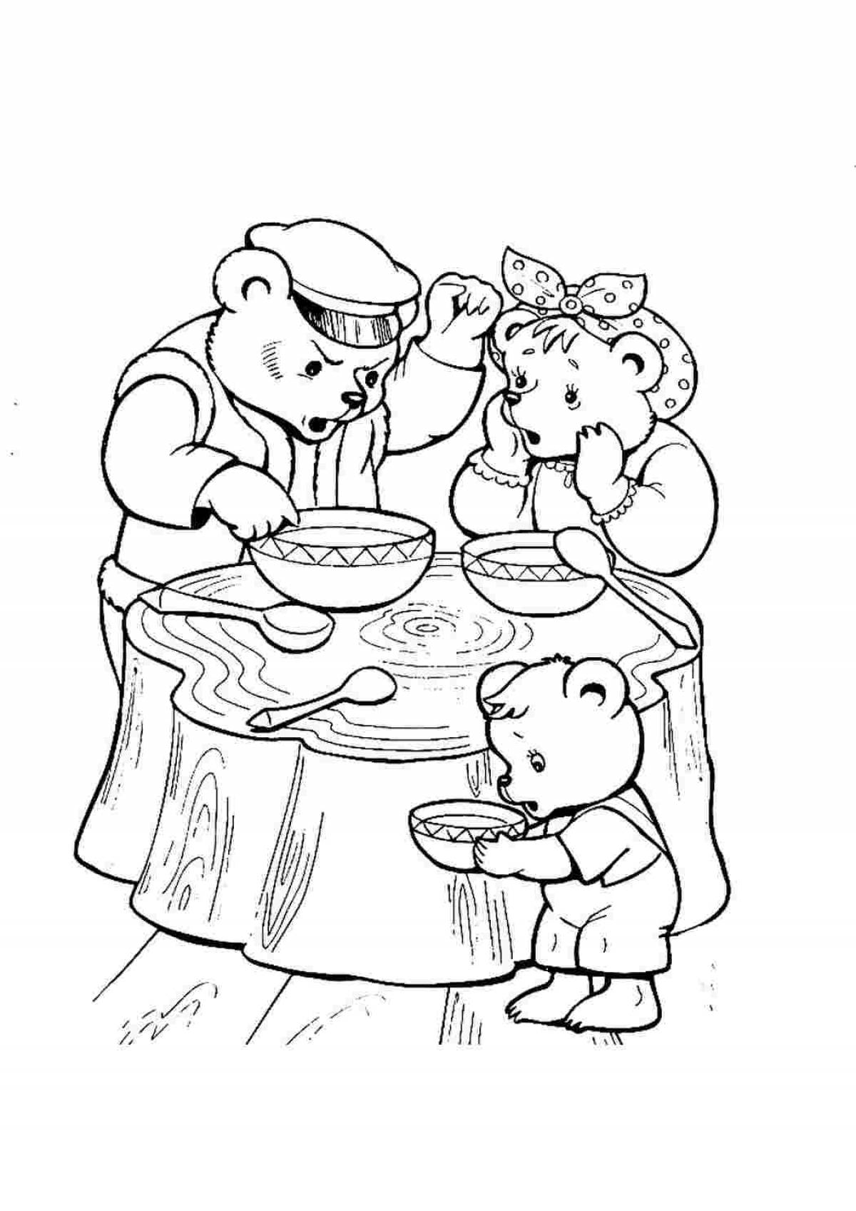 Three bears coloring book for preschoolers