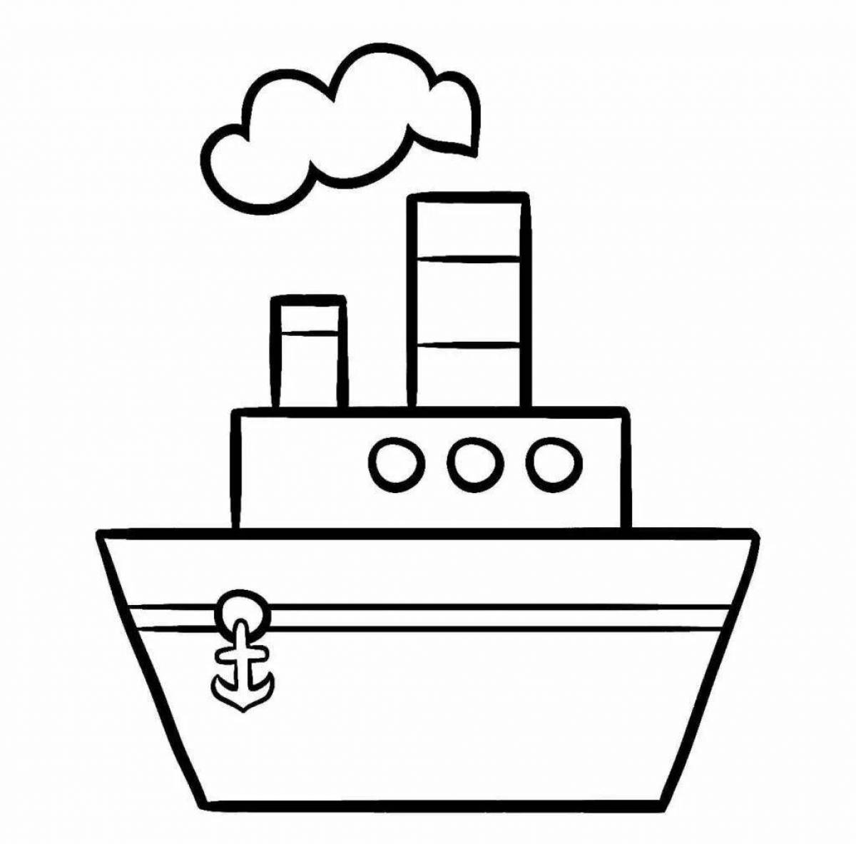 Fun warship coloring book for 3-4 year olds