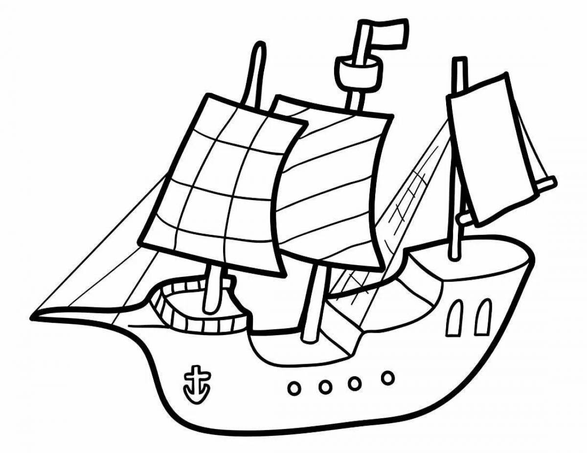 Fun warship coloring book for 3-4 year olds