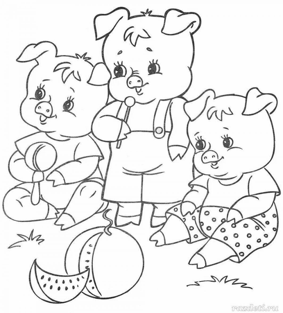 Three little pigs pre-k coloring page