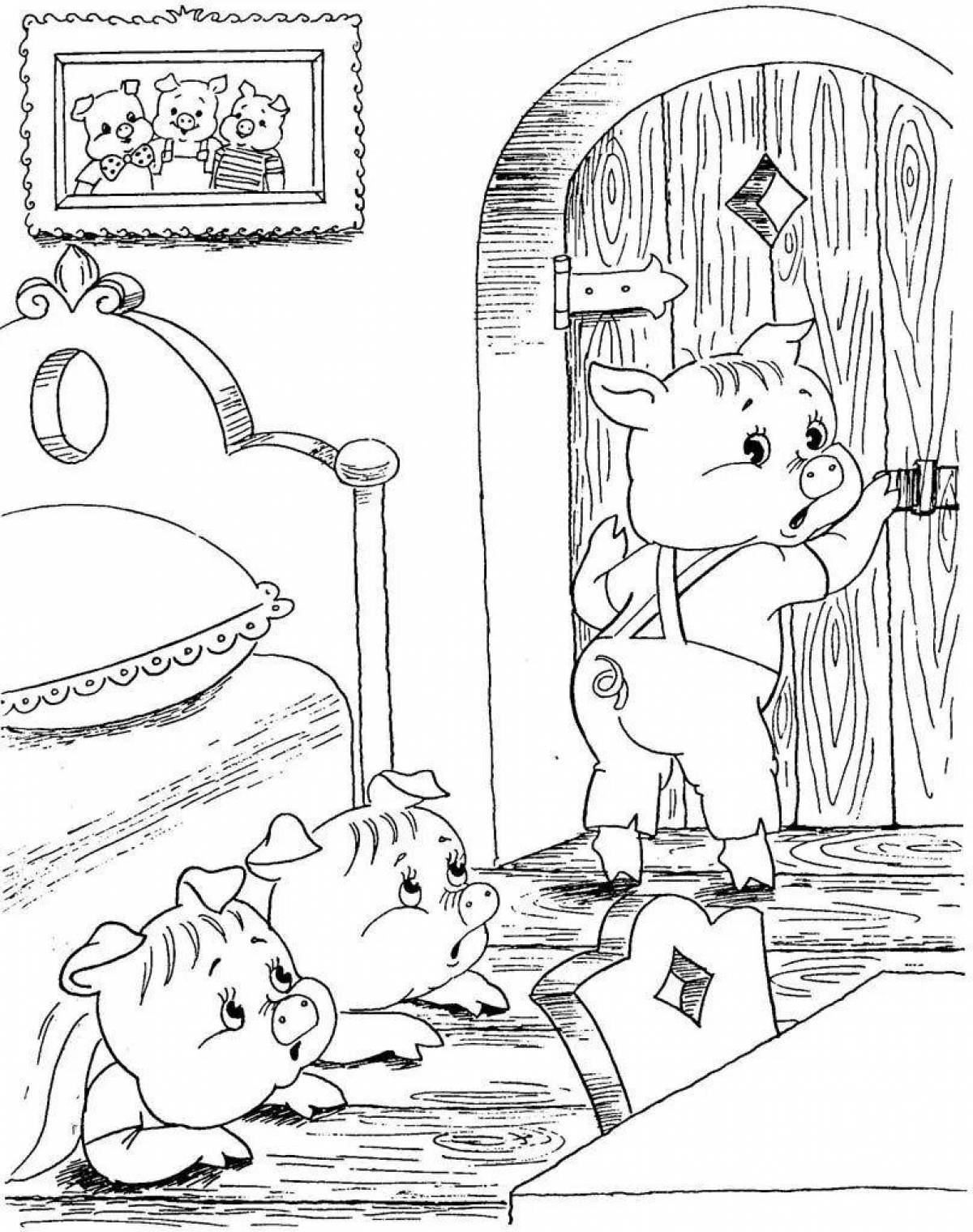 Three little pigs coloring book for children 3-4 years old