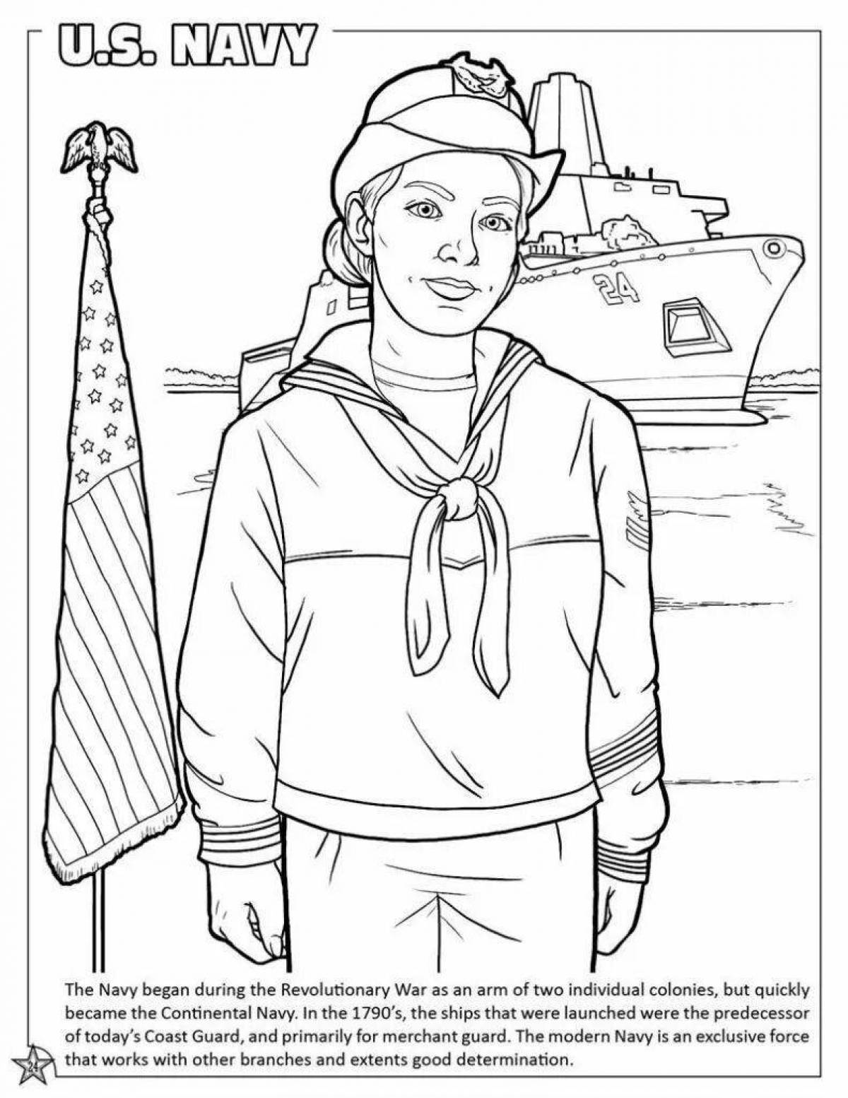 Bright coloring book about the military profession for children 3-4 years old