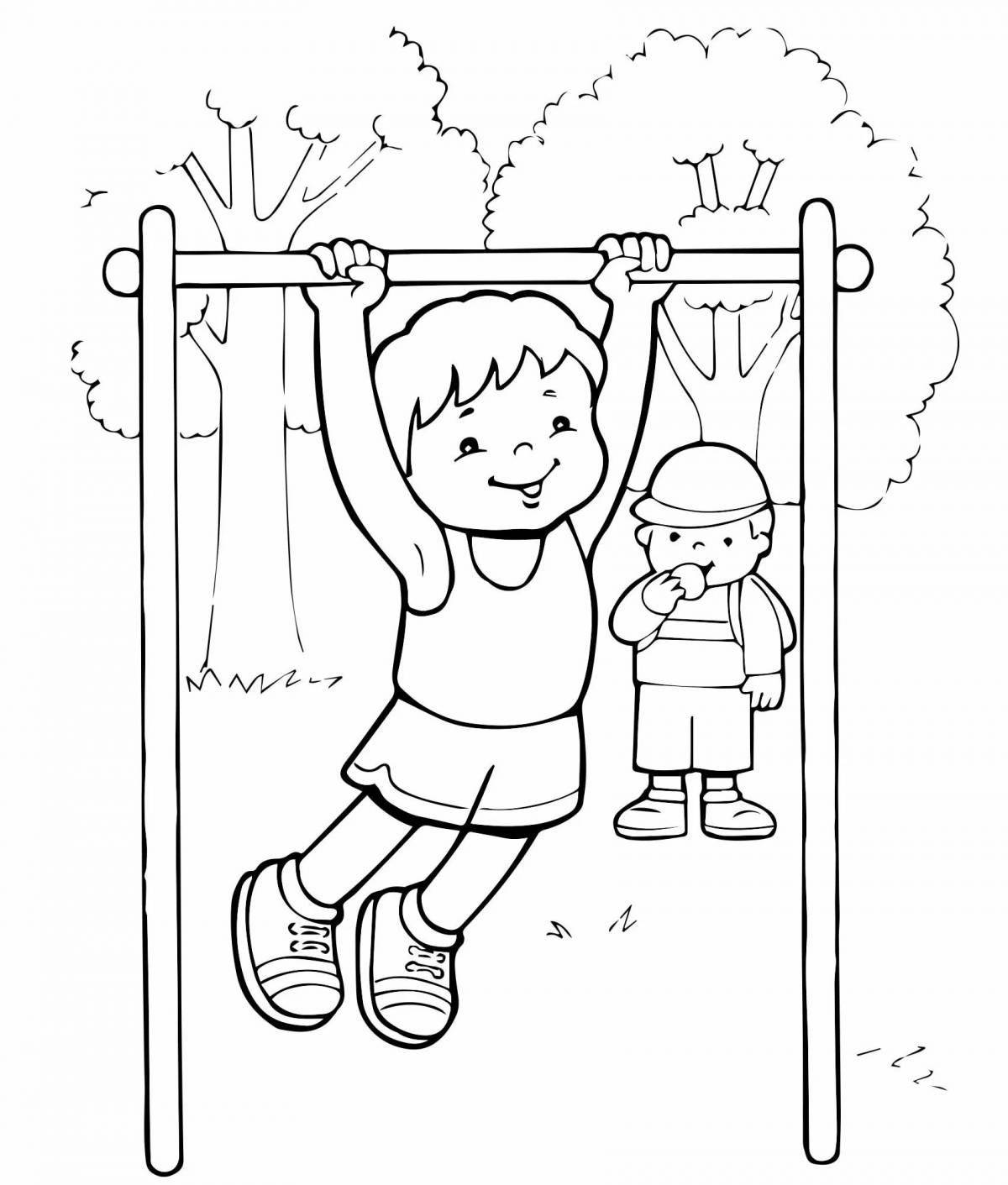 Vibrant health coloring page for 3-4 year olds