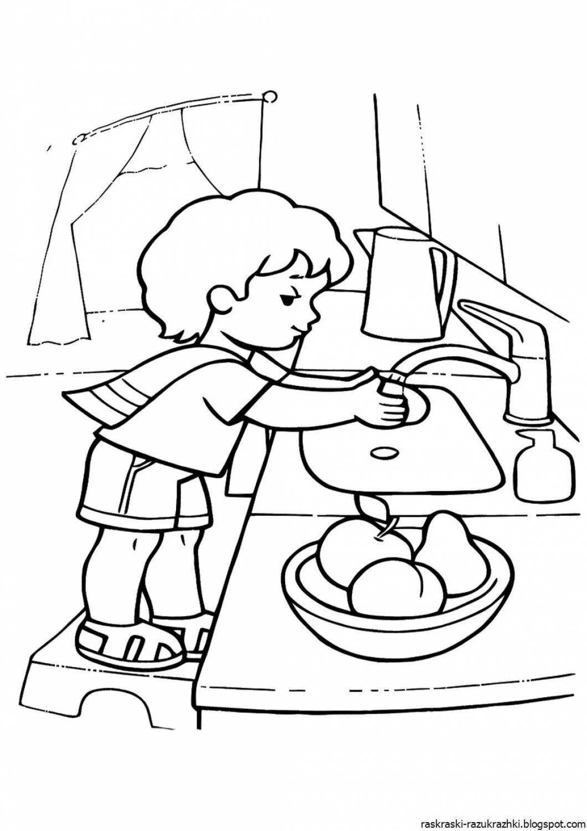 Health stimulating coloring book for 3-4 year olds