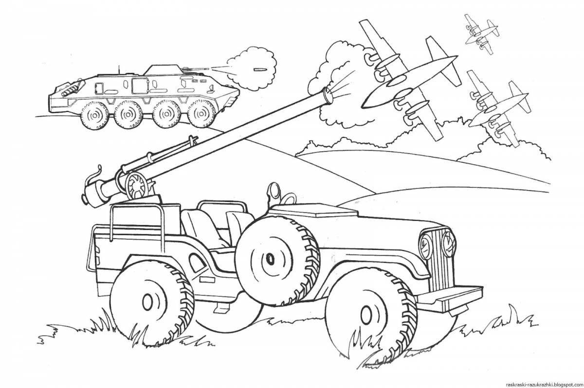 Violent military tanker coloring page