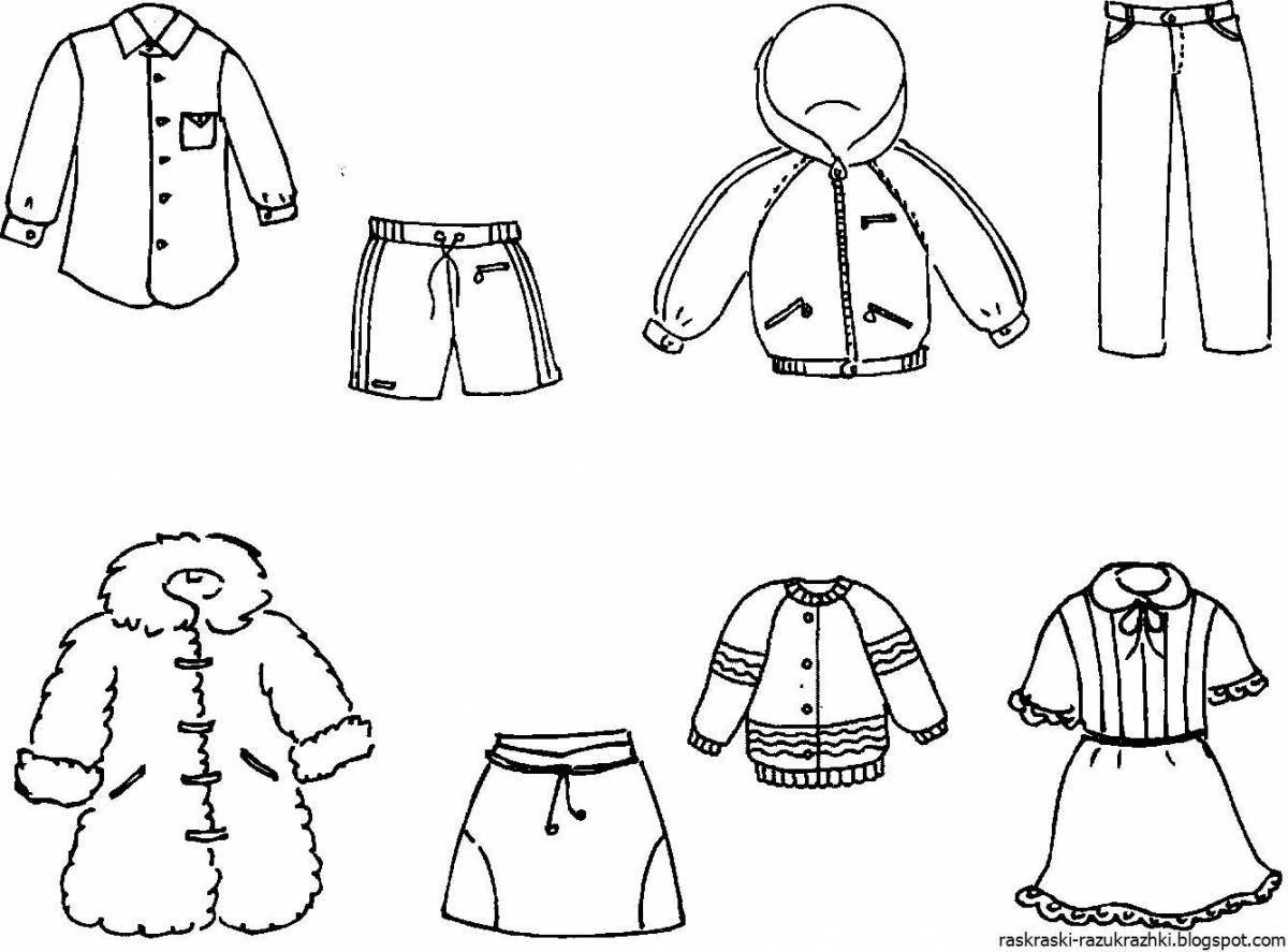 Playful coloring page of clothes for 4-5 year olds