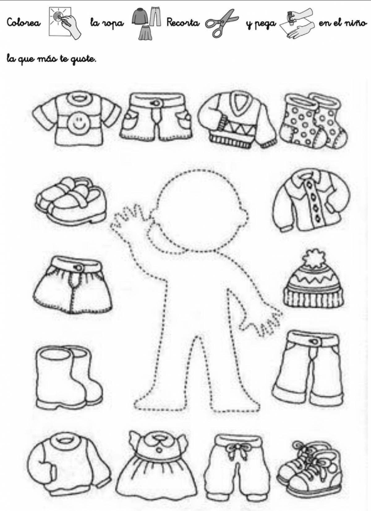 Fun clothes coloring book for 4-5 year olds