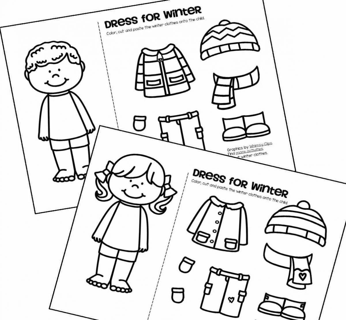 Adventure clothing coloring page for 4-5 year olds