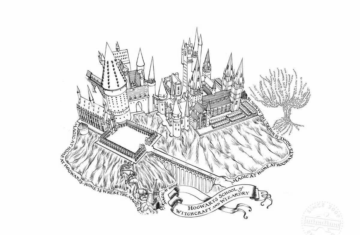 Fascinating School of Witchcraft and Wizardry coloring book for Harry Potter fans