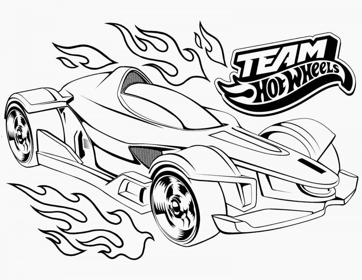 Cute racing car coloring book for 3-4 year olds