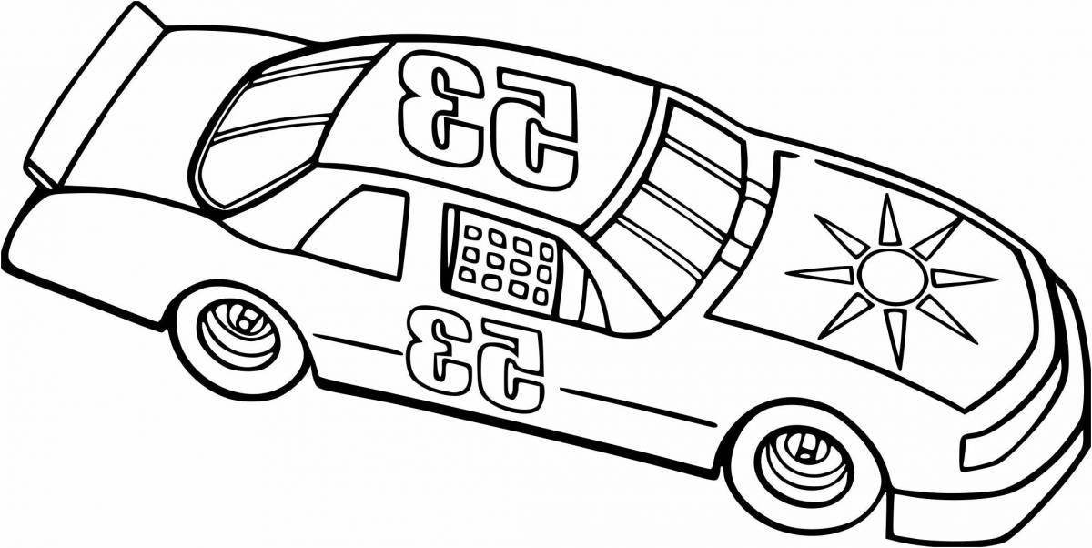 Stylish racing car coloring page for kids
