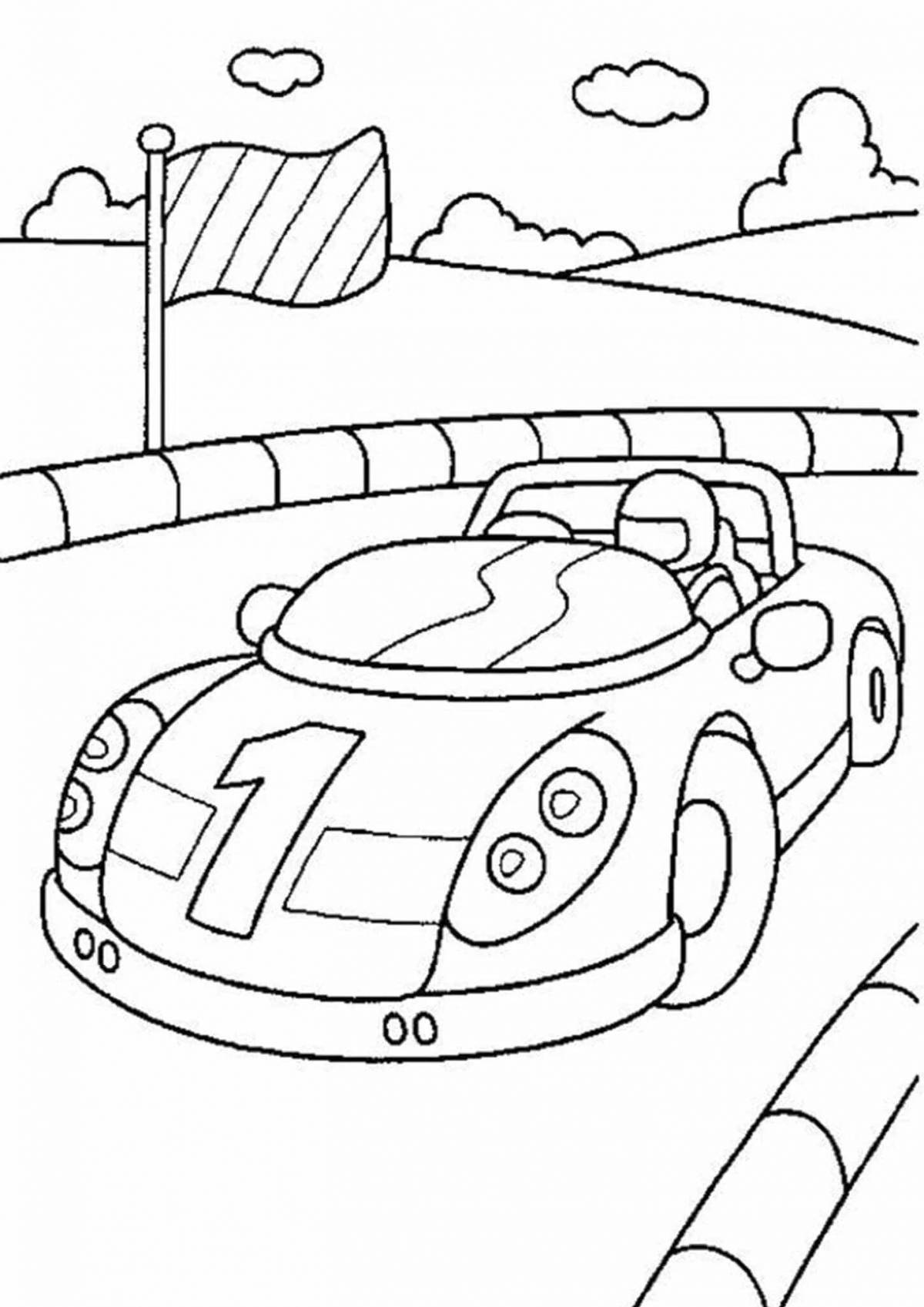 Trendy racing car coloring book for kids