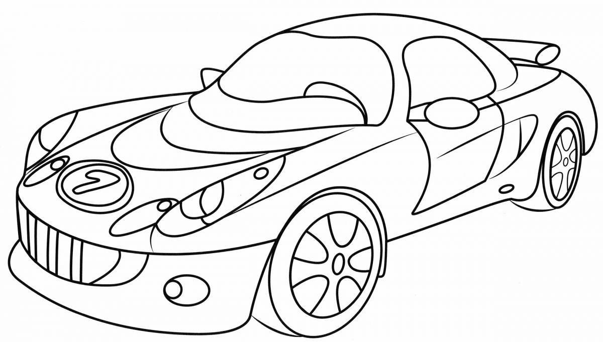 Coloring pages modern racing cars for kids