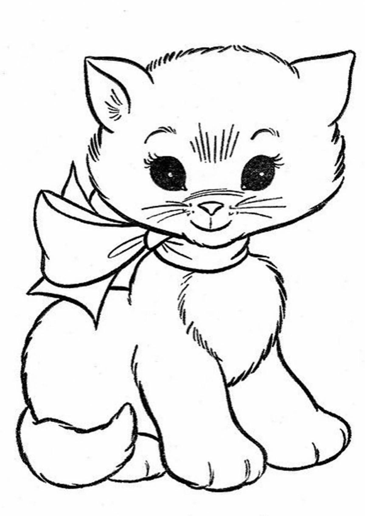 Cute coloring pages kittens with dogs for children 3 4 years old