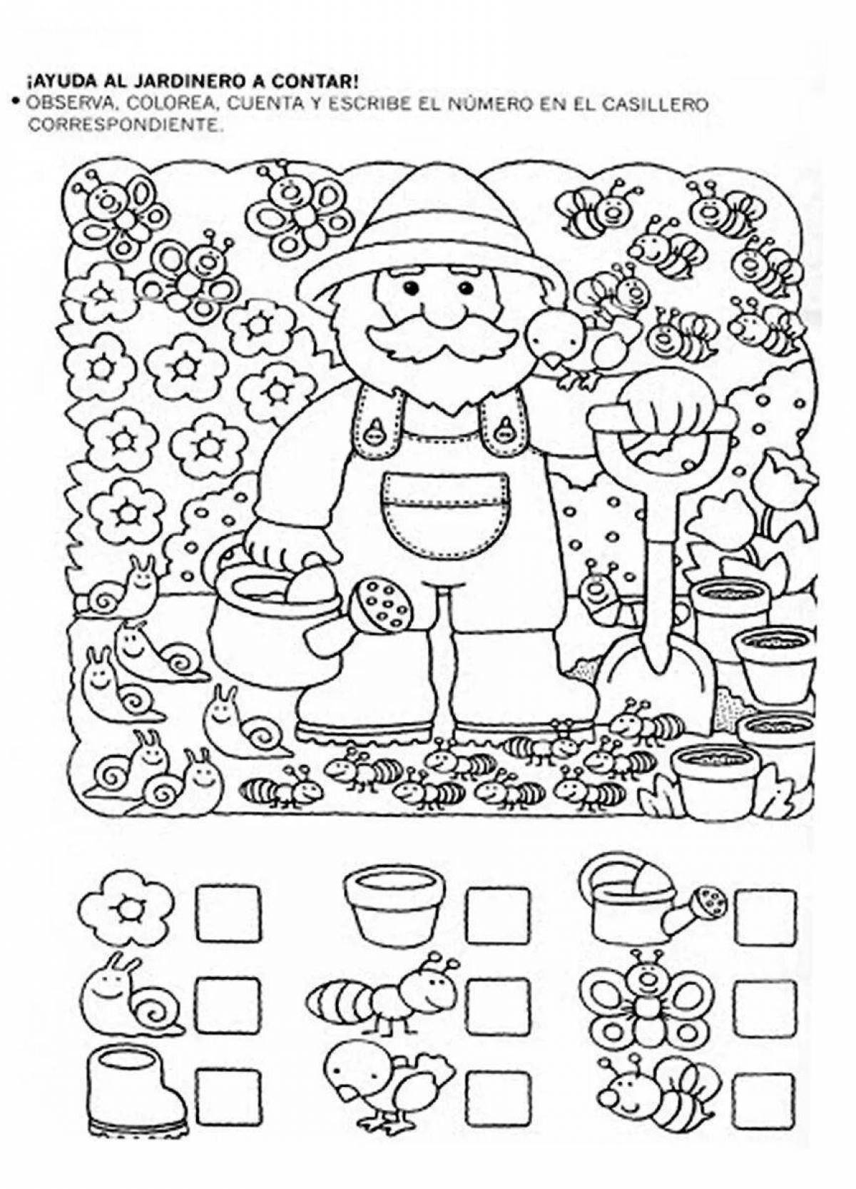 Attention stimulating coloring book for 7-8 year olds