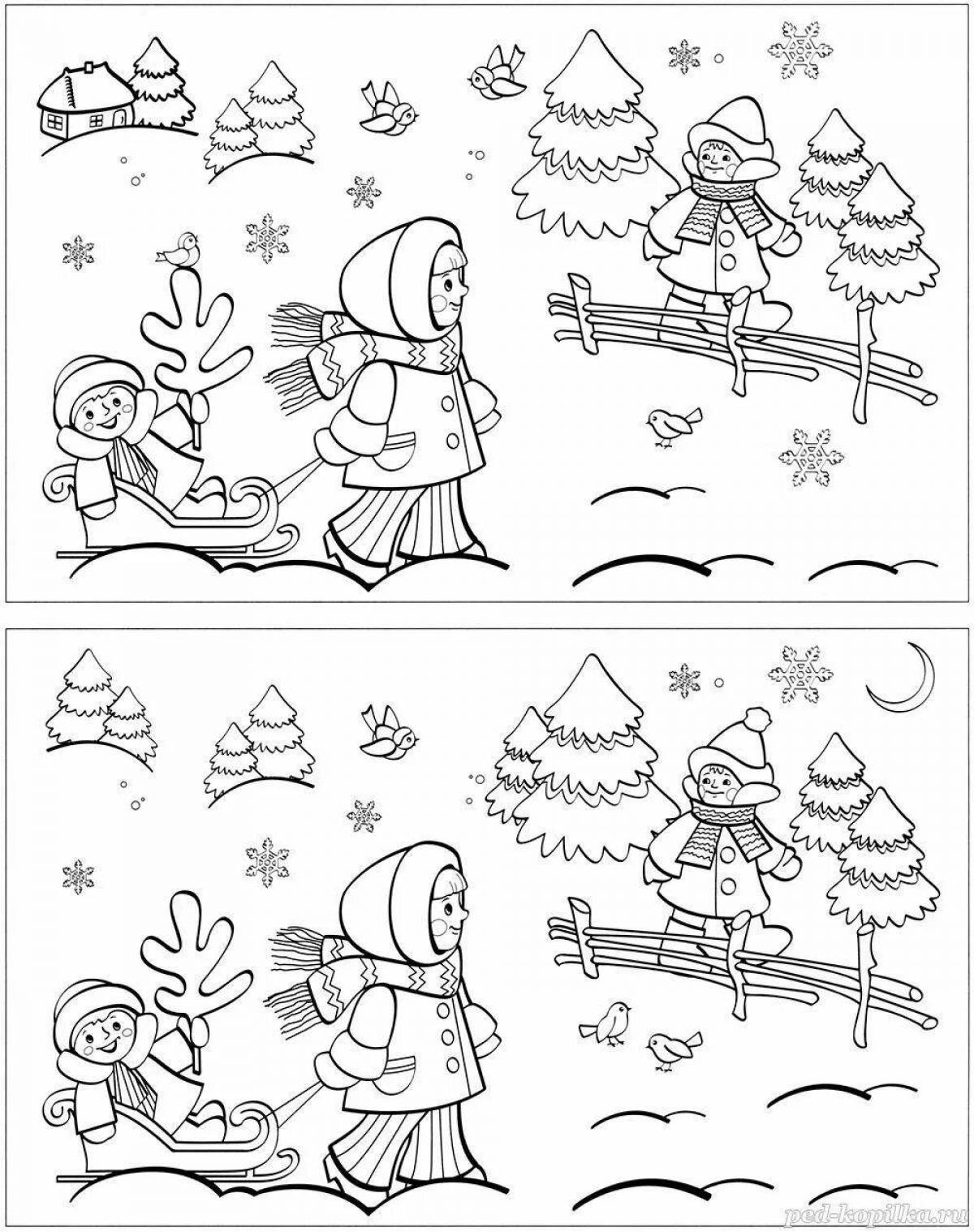 Glitter coloring book for children 2-3 years old for kindergarten winter