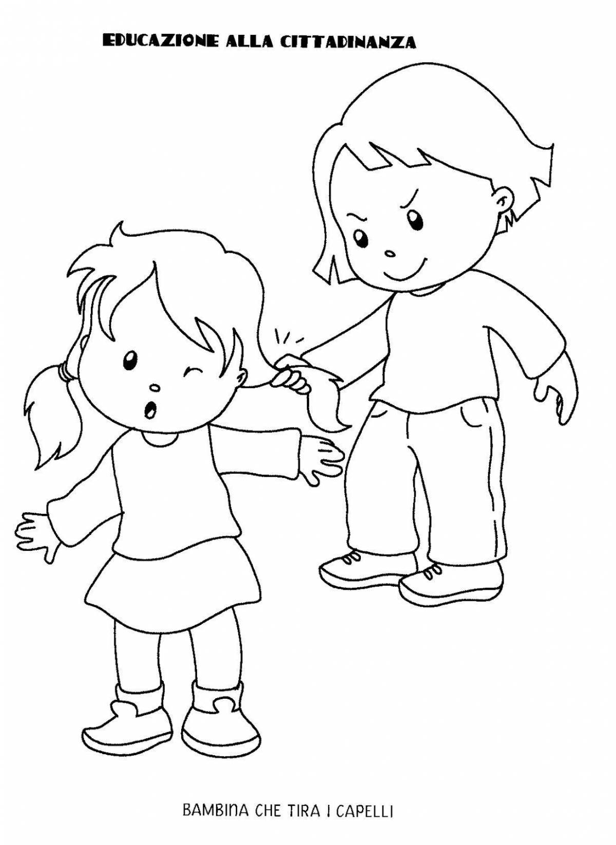 Coloring book funny etiquette for kids