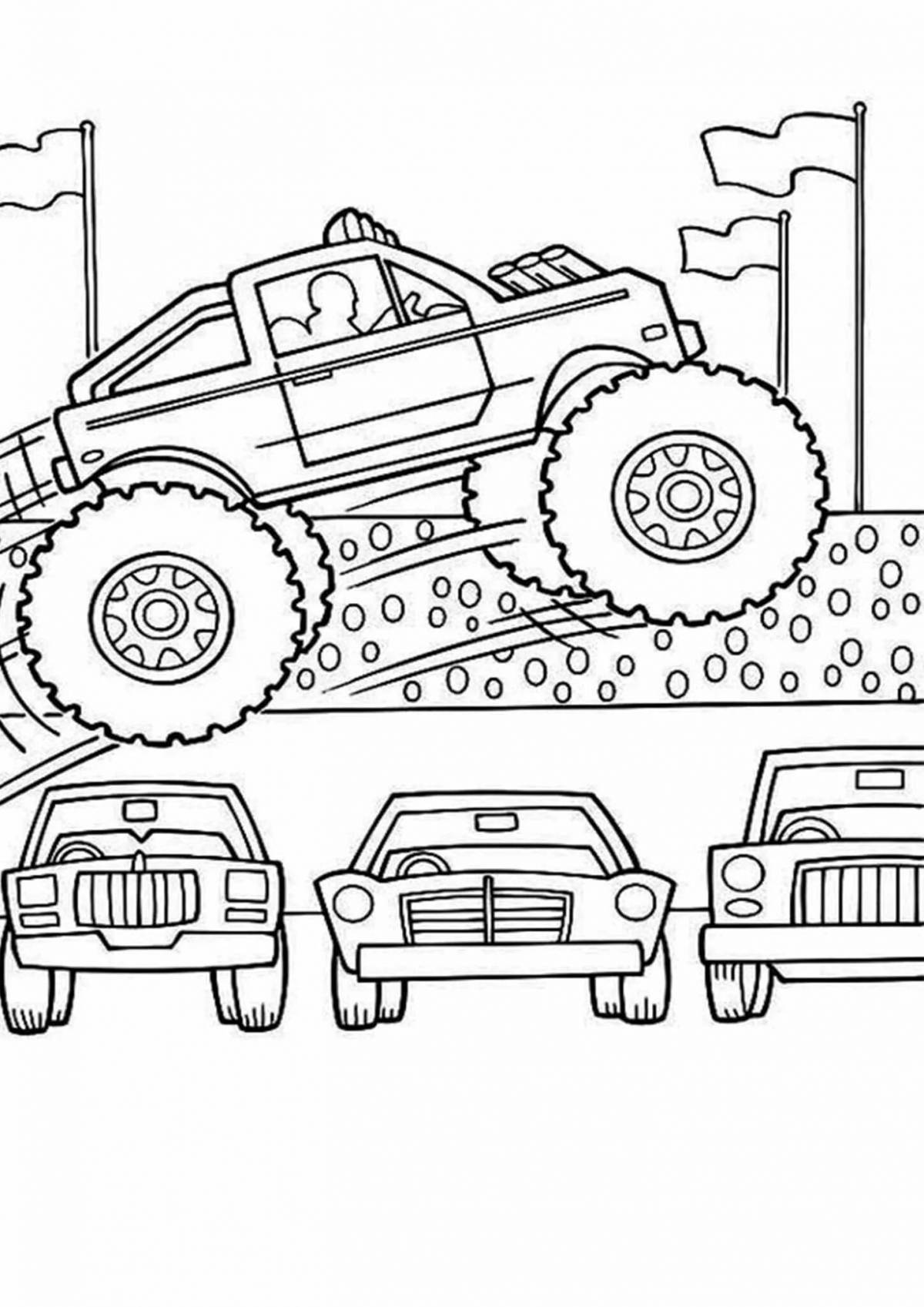 Colouring bright jeep for children 5-6 years old