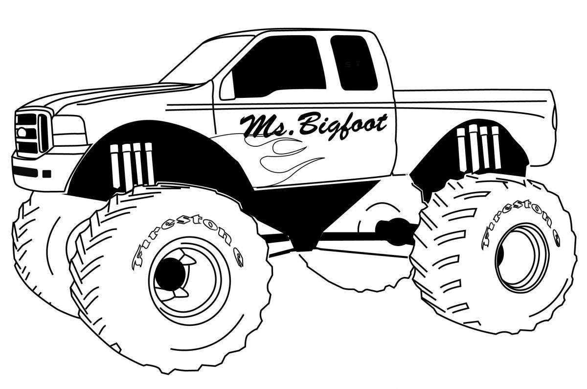 Coloring page funny jeep for children 5-6 years old