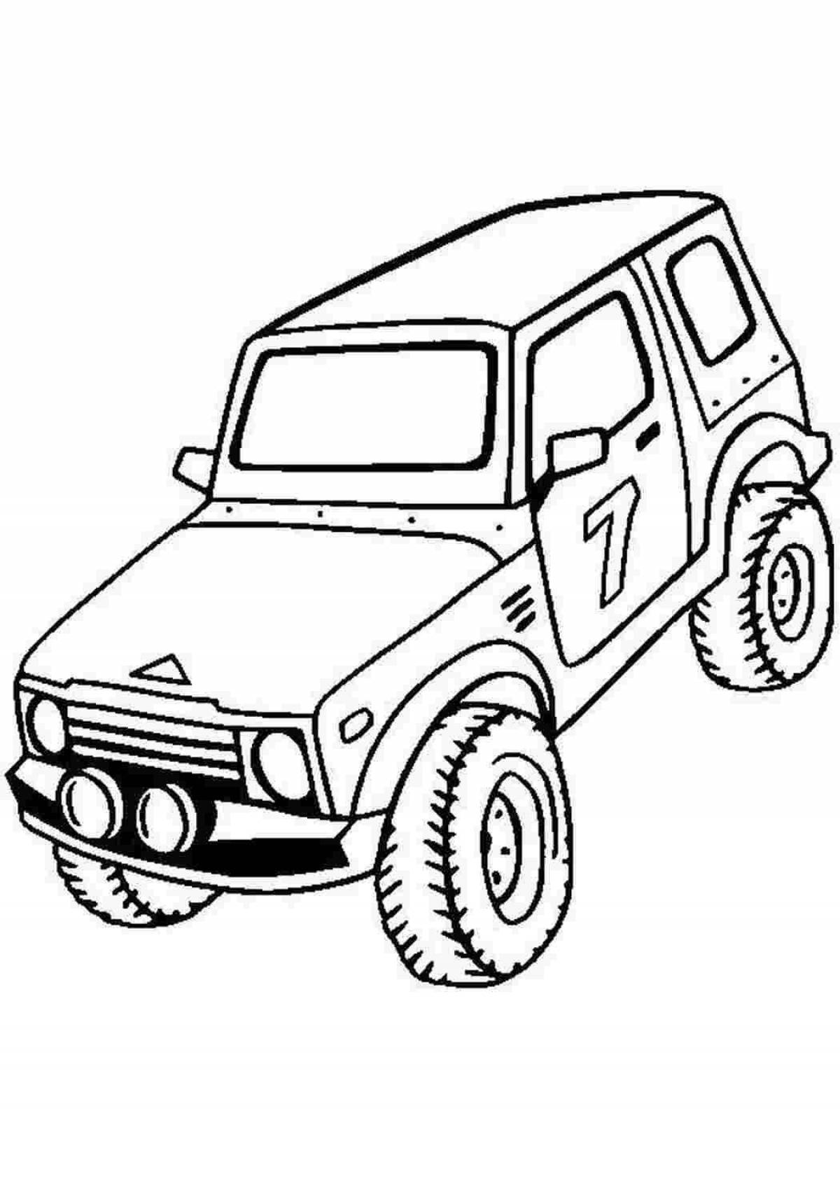 Jeep coloring book for kids 5-6 years old