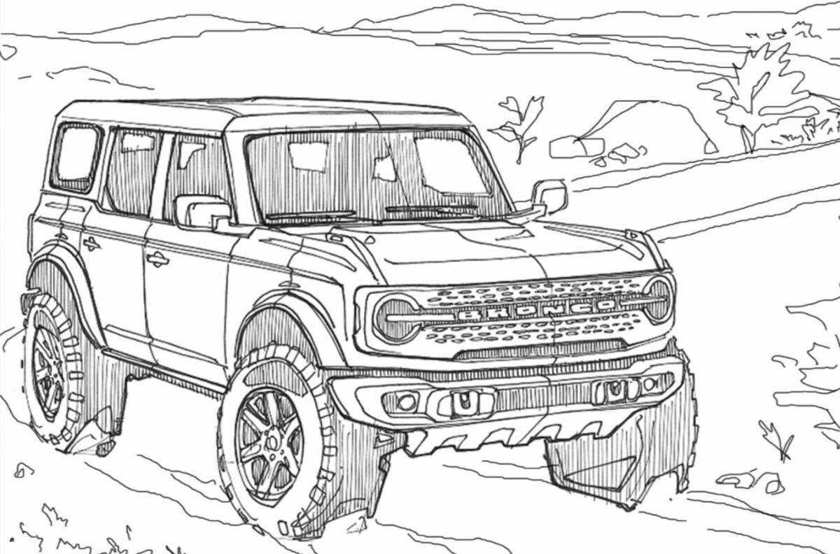 Cute jeep coloring book for 5-6 year olds