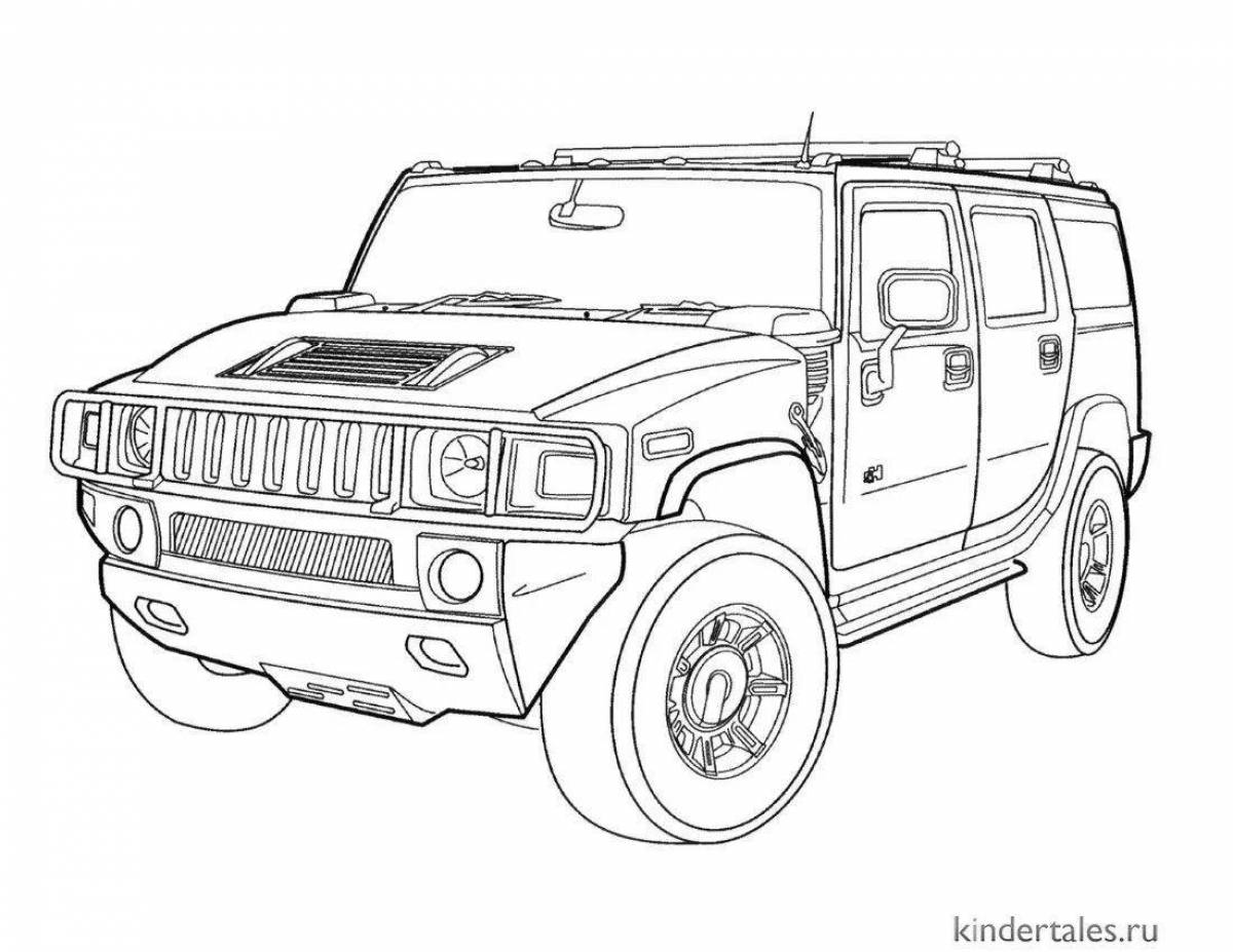 Glitter Jeep Coloring Page for 5-6 year olds
