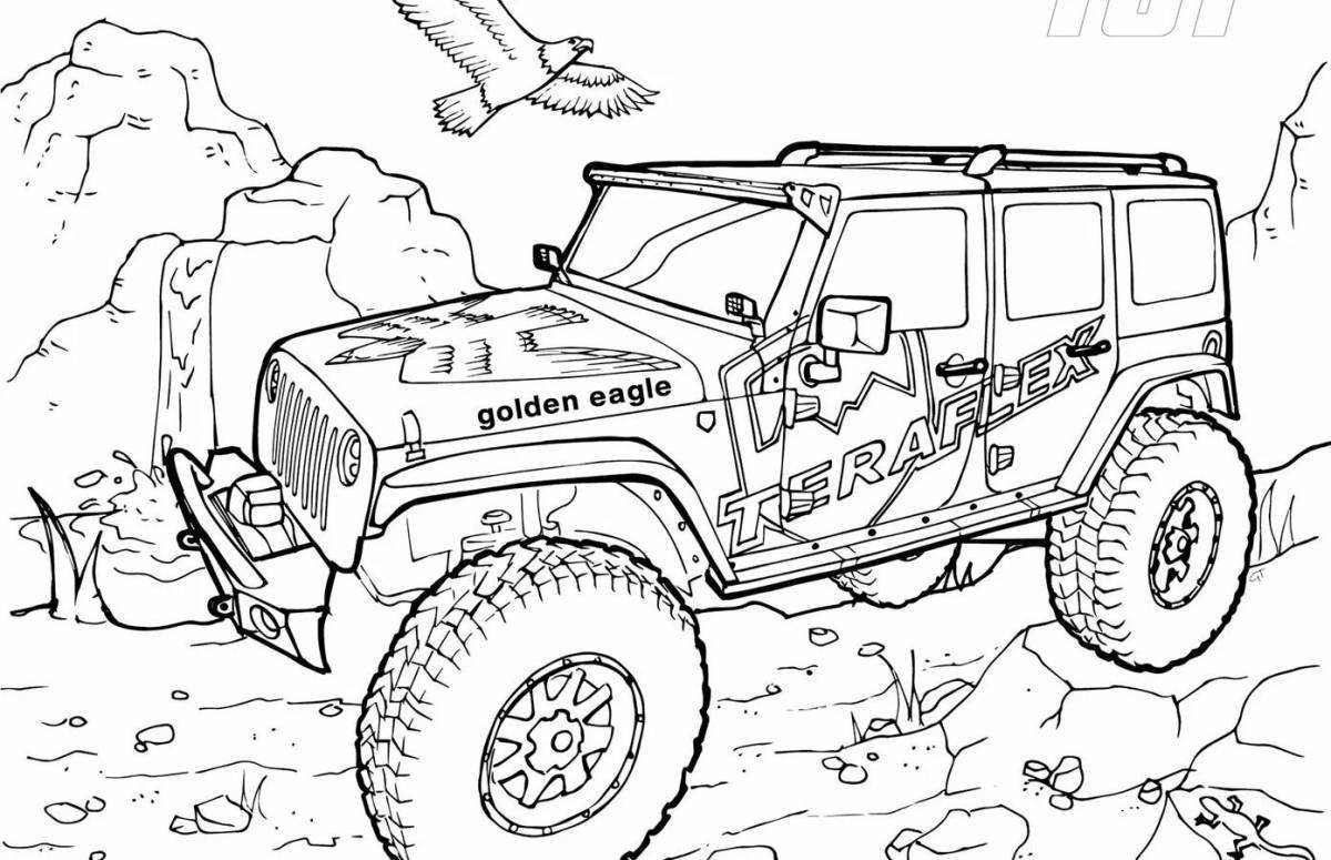 Impressive jeep coloring book for 5-6 year olds
