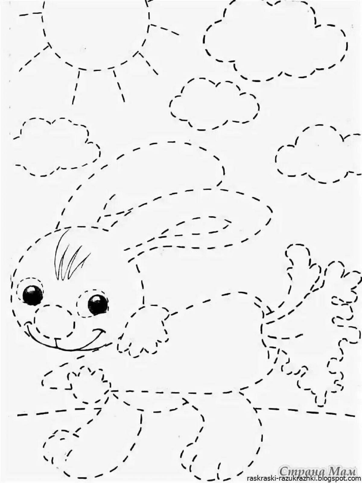 Attractive dotted line coloring for kids