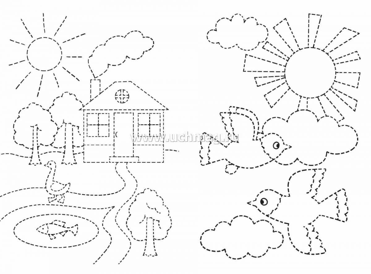 Fun coloring dotted lines for kids