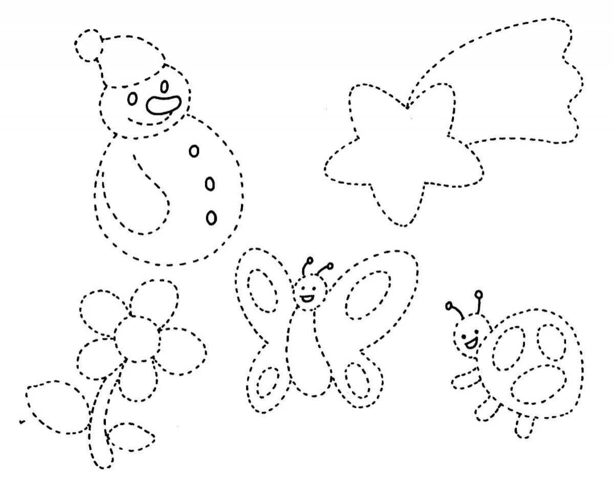 Развлекательные раскраски с пунктирными линиями для детей